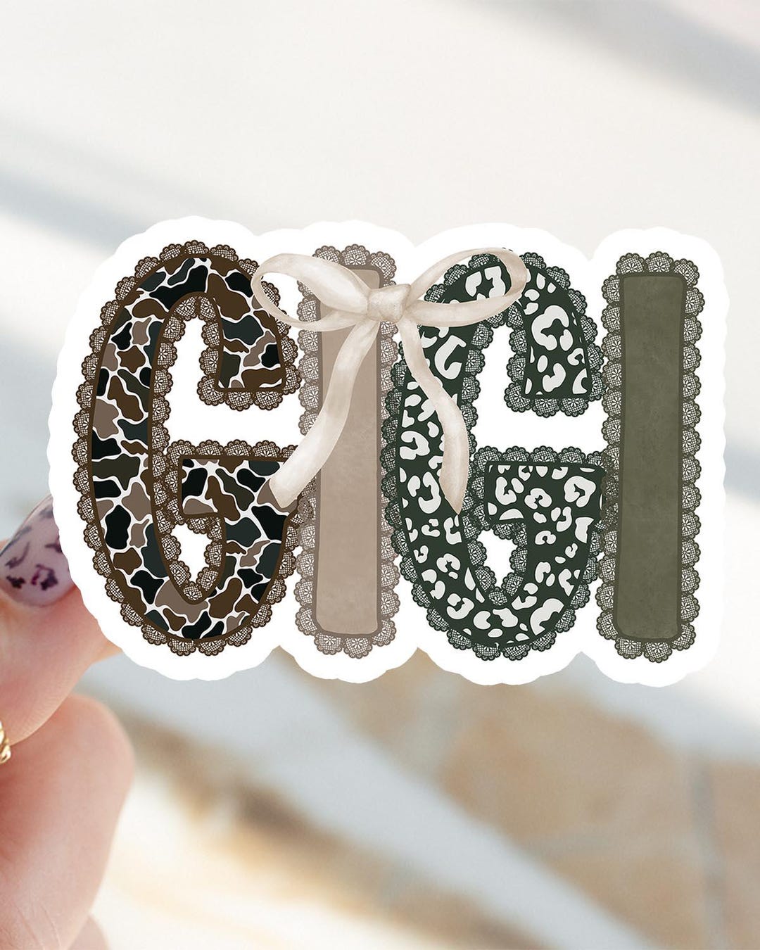 Gigi Sticker, Mothers Day Lace Camo Kiss Cut Sticker, Gifts, Laptop ...