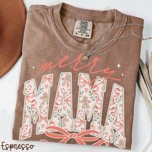 Christmas Mama Comfort Colors Shirt, Mom Shirt, New Mother Tshirt, Cute Gift For Mom, Trendy Santa Tee, First Xmas Gifts, Pregnancy Reveal