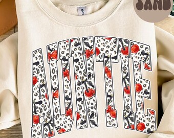 Kirsche Tante Sweatshirt, Tante Shirt, Muttertagsgeschenke, neue Schwester Rundhalsausschnitt, Großmutter Rundhalsausschnitt
