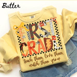 Comfort Colors First Grade Team Sweatshirt, Teacher Sweatshirt, 1st Grade Crewneck, Back to School Tee, First Grade Department Gifts, Crew