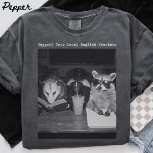 Comfort Colors English Team Raccoon Possum Shirt, Teacher T-Shirt, Language Arts Tee, Back to School TShirt, English Department Gifts, Crew