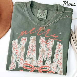 Christmas Mama Comfort Colors Shirt, Mom Shirt, New Mother Tshirt, Cute Gift For Mom, Trendy Santa Tee, First Xmas Gifts, Pregnancy Reveal