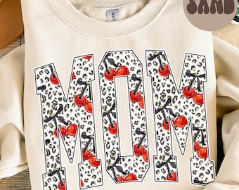 Cherry Mom-sweater, mama-shirt, nieuwe moeder ronde hals, leuk cadeau voor moeder, trendy, Moederdagcadeaus, zwangerschap onthullen