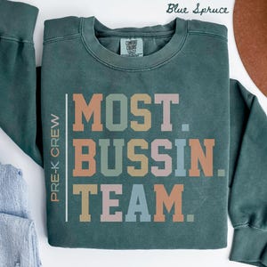 Comfort Colors Pre-K Team Sweatshirt, Teacher Sweatshirt, Preschool Crewneck, Back to School Tee, Pre K Department Gifts, Crew, Squad