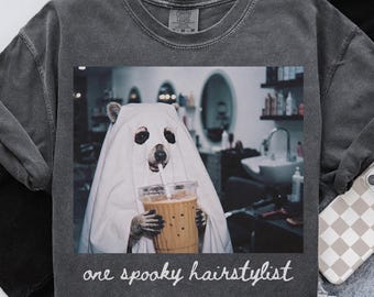 Comfort Colors Hairstylist Raccoon Halloween Shirt, Hair Stylist Graduation Gifts, Funny Cosmetology Tshirt, Hairdresser Team Tee, Women