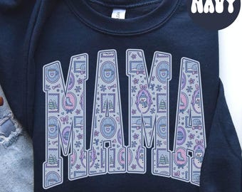 Winter mama-sweater, moedershirt, nieuwe moeder ronde hals, leuk cadeau voor moeder, trendy, Moederdagcadeaus, zwangerschap onthullen