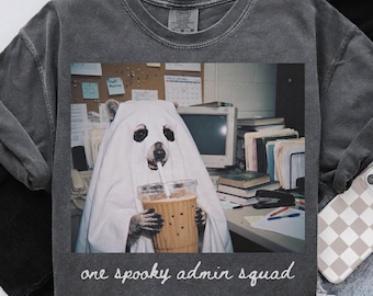 Comfort Colors Admin Team Shirt, Halloween Raccoon Front Office T-Shirt, Administration Shirts, Back to School Tee, Office Department Gifts