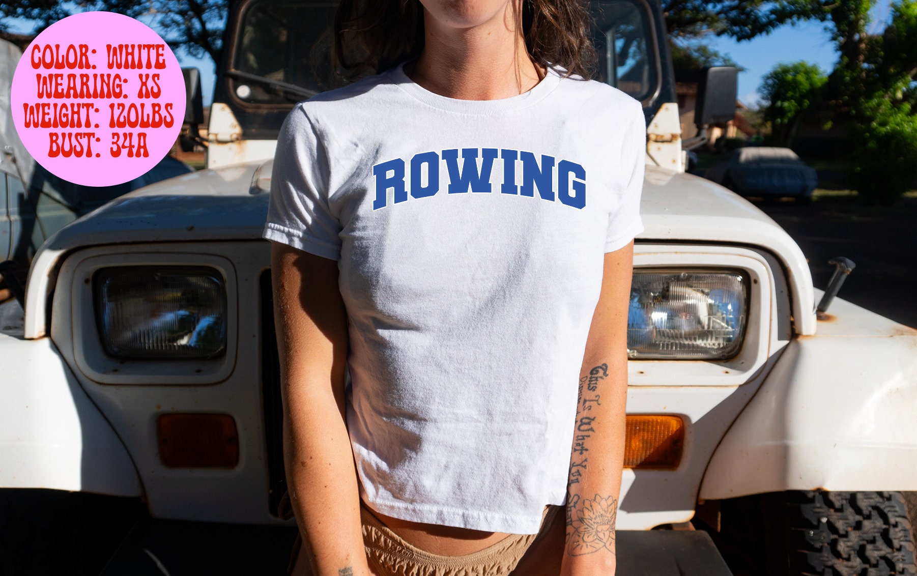 Rowing Rower Row Baby Tee, SNUG FIT, Gifts, Shirt, Tshirt Her, Women, Trendy, 90s Y2K Summer, Pink Blue White Grey, Aesthetic