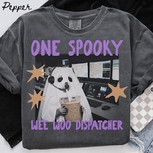 Comfort Colors Dispatcher Tvättbjörn Halloween-tröja, 911-dispatcher-tröja, examenspresent till akutdispatch, t-shirt