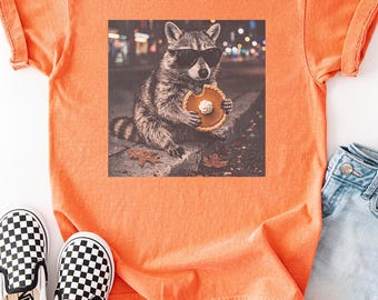 Comfort Colors Pumpkin Pie Raccoon barntröja, Thanksgiving-gåvor för matälskare, rolig ungdomströja, flicktröja för pojkar