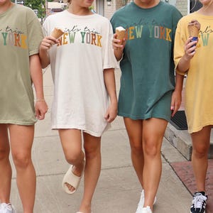 ニューヨークシャツ、ニューヨークTシャツ、女子旅行シャツ、バケーションTシャツ、マッチンググループTシャツ、女性用フレンズTシャツ