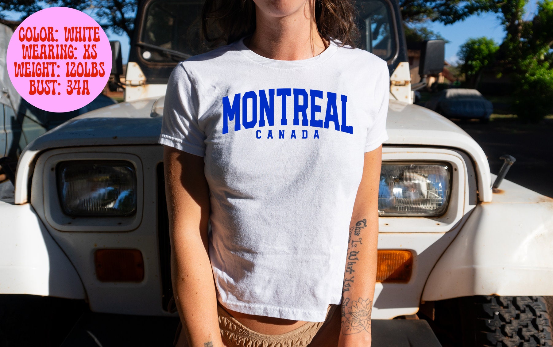 Montreal Canada Baby Tee, SNUG FIT, Gifts, Shirt, Tshirt Her, Women, Trendy, 90s Y2K Summer, Pink Blue White Grey, Aesthetic