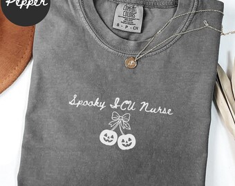 Camiseta de enfermera de UCI con colores cómodos, camiseta de enfermería de cuidados intensivos de Halloween, agradecimiento a la enfermería, equipo grupal, cuidados intensivos, sala de emergencias de posgrado