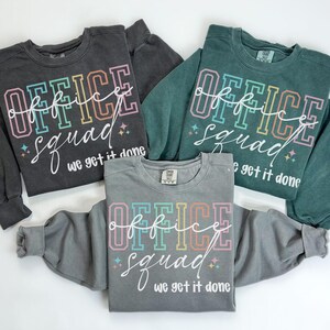 Komfortfarben Front Office Squad-Sweatshirt, Apotheker-Rundhalsausschnitt, Sekretärin-Hemd, Büroangestellte, Mitarbeiteranerkennung, Back to School