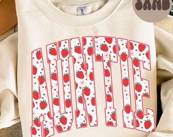 Erdbeere Tante Sweatshirt, Tante Shirt, Muttertagsgeschenke, neue Schwester Rundhalsausschnitt, Großmutter Rundhalsausschnitt