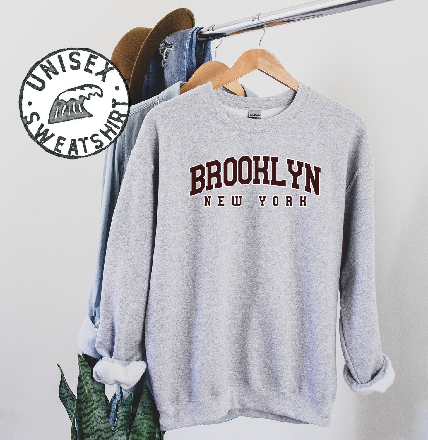Brooklyn New York NY Sweatshirt, Gifts, Funny Sweater Shirt, Jumper, Men Women, Him Her