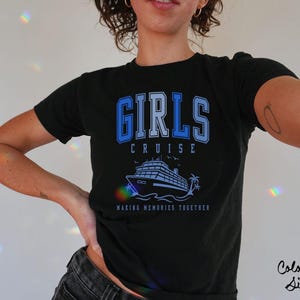ガールズクルーズベビーTシャツ、ガールズトリップシャツ、クルーズ船Tシャツ、マッチングシャツ、グループTシャツ、友達旅行、トレンディな夏