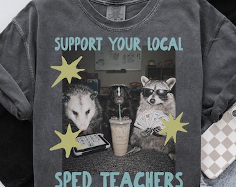 Comfort Colors SPED Shirt, Raccoon Teacher Tee, Special Education T-Shirt, Possum Back to School, SPED Department Gifts, Crew, Squad