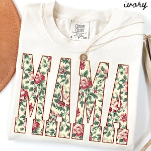 Christmas Mama Comfort Colors Shirt, Mom Shirt, New Mother Tshirt, Cute Gift For Mom, Trendy Santa Tee, First Xmas Gifts, Pregnancy Reveal