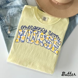 Comfort Colors ERナースシャツ、救急看護師Tシャツ、救急科Tシャツ、ナースウィーク、救急科看護師、かわいい看護学校、卒業式