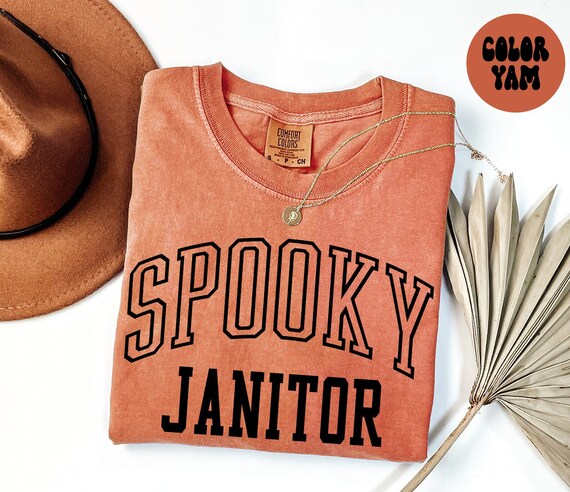 Spooky Janitor Custodian School Halloween Fall Autumn Shirt, Gift, Comfort Colors, Tshirt, Back to School, Crewneck Tee, Crewneck, Costume