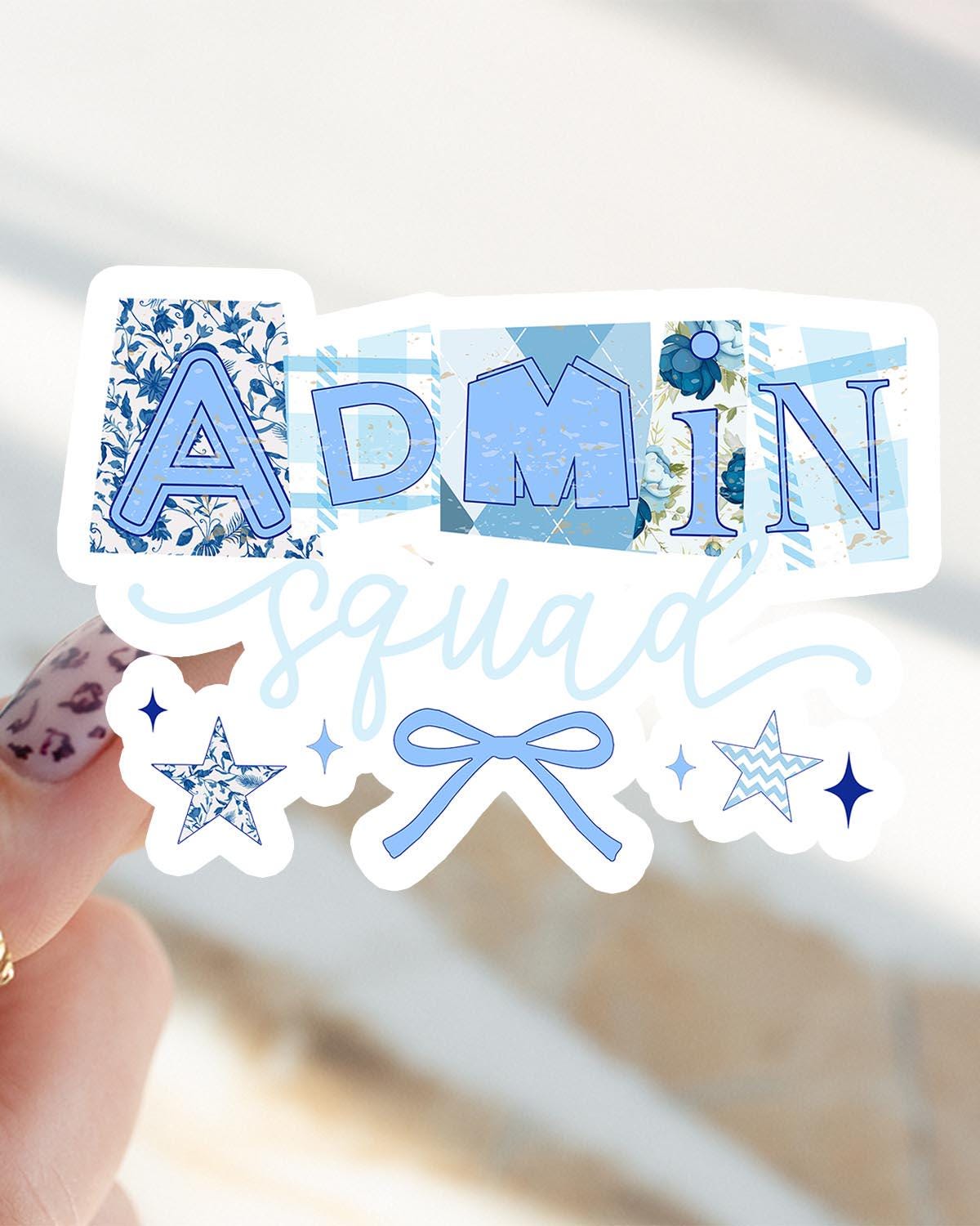 Admin Sticker, Front Office Ransom Blue Toile Kiss Cut Sticker ...