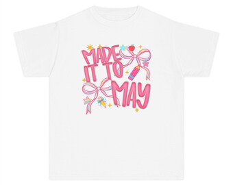 Comfortkleuren laatste schooldag jeugdshirt, strik elementair kindershirt, zomervakantie, eerste tweede derde vierde leerjaar T-shirt, meisjes