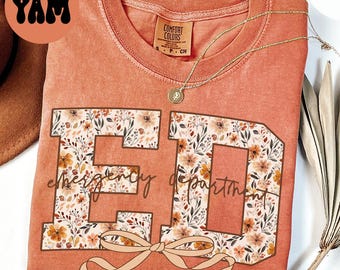 Comfort Colors 救急科シャツ、秋 ER ナース Tシャツ、チーム T シャツ、ナースウィーク、救急科看護師、かわいい看護学校、卒業式