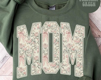 Sweatshirt wilde bloemen moeder, mama-shirt, nieuwe moeder ronde hals, leuk cadeau voor moeder, trendy, Moederdagcadeaus, zwangerschap onthullen
