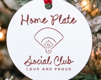 Decorazione per la mamma a forma di baseball Home Plate, regali di Natale, Natale, decorazioni per l'albero, decorazioni