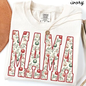 Christmas Mama Comfort Colors Shirt, Mom Shirt, New Mother Tshirt, Cute Gift For Mom, Trendy Santa Tee, First Xmas Gifts, Pregnancy Reveal