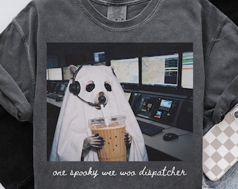 Comfort Colors Dispatcher Raccoon Halloween Shirt, 911 Dispatcher Tshirt, Emergency Dispatch Graduation Gift, Tee
