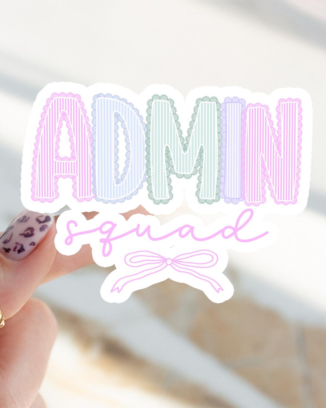 Hello Admin Sticker Admin Sticker, Front Office Lace Dainty Spring Kiss Cut Sticker ...