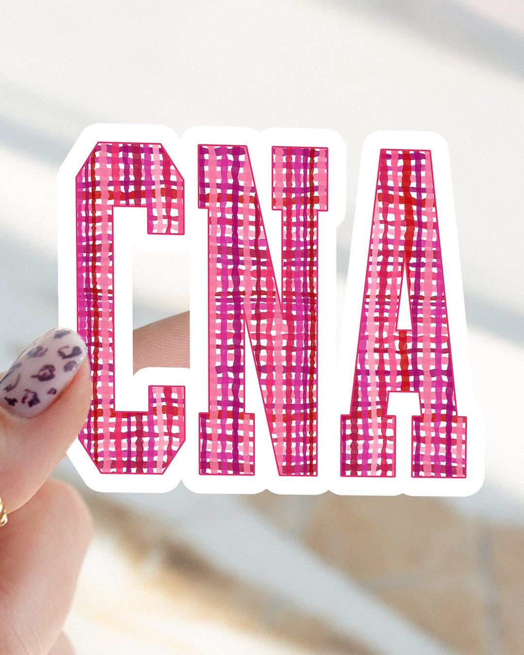 CNA Sticker, Certified Nursing Assistant, Gingham Registered Nurse Gift ...