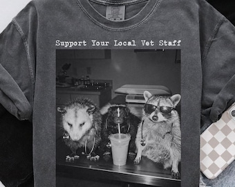 Comfort Colors Vet Staff Raccoon Possum Shirt, Veterinarian Clinic Gifts, Funny Veterinary Medicine Tshirt, Vet Med Tee, Animal Doctor