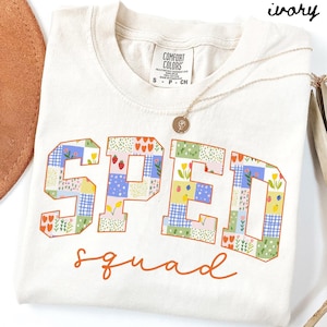 Comfort Colors SPED Shirt, Teacher Tee, Patchwork Special Education T-Shirt, Back to School, SPED Department Gifts, Crew, Squad