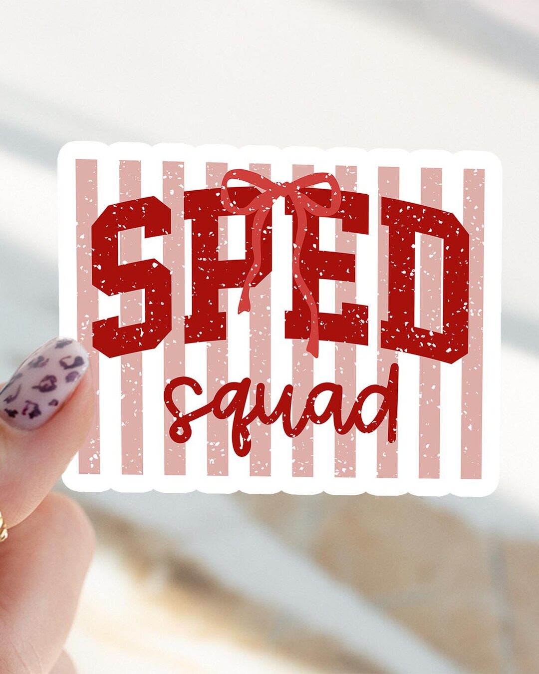 SPED Teacher Sticker, Special Education Back to School Stripes Bow Kiss ...