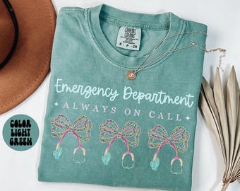 Comfort Colors 救急科シャツ、救急科看護師Tシャツ、チームTシャツ、ナースウィーク、救急科看護師、かわいい看護学校、卒業式