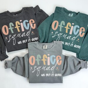 Komfortfarben Front Office Squad-Sweatshirt, Apotheker-Rundhalsausschnitt, Sekretärin-Hemd, Büroangestellte, Mitarbeiteranerkennung, Back to School