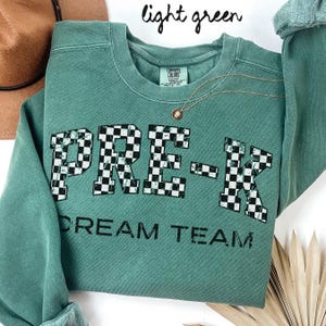 Comfort Colors Pre-K Team Sweatshirt, Teacher Sweatshirt, Preschool Crewneck, Back to School Tee, Pre K Department Gifts, Crew, Squad