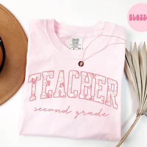 Camiseta de agradecimento ao professor da segunda série, presentes para professores da segunda série, presentes de formatura, camiseta rosa toile, camiseta chinoiserie, camiseta para mulheres