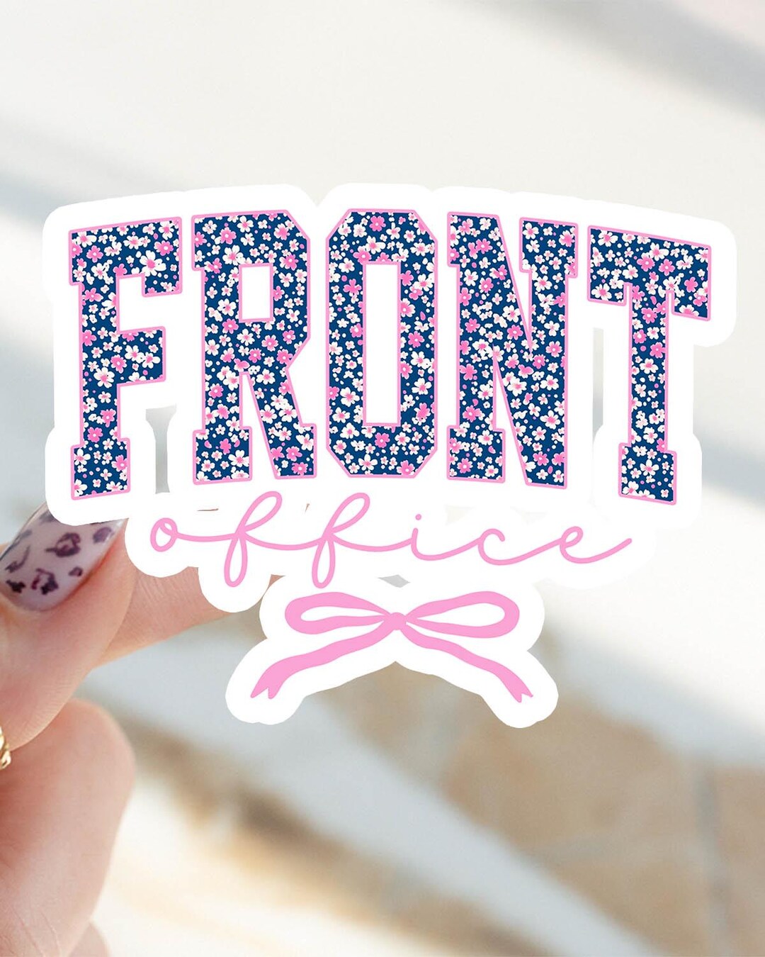 Admin Sticker Front Office Sticker, Admin Ditsy Floral Bow Kiss Cut Sticker ...