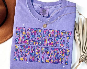 Comfort Colors 救急科シャツ、救急科看護師Tシャツ、チームTシャツ、ナースウィーク、救急科看護師、かわいい看護学校、卒業式