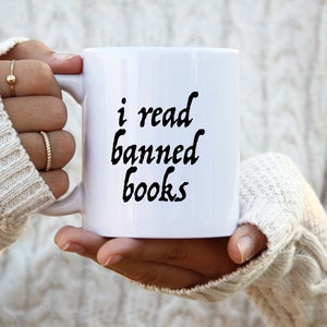 Banned Books Lover Writer Reader Bookworm Mug, Funny Coffee Cup, Birthday Gifts for Men and Women