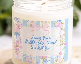 Floral Bow Gallbladder Surgery Gifts, Gallbladder Cancer Candle, Funny Recovery Gift for Friend, Cholecystectomy