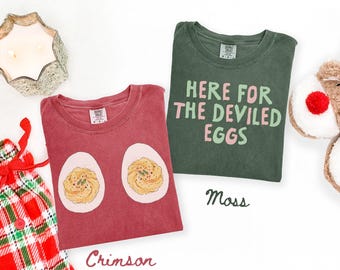Christmas Couples Inappropriate Rude Shirts Comfort Colors Vulgar Pajamas Funny Matching Xmas Deviled Eggs December Tshirt Honeymoon Holiday