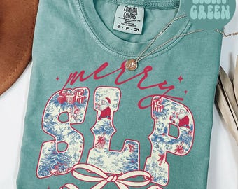 Comfort Colors Speech Shirt, Christmas Teacher Tee, SLP Grade T-Shirt, Back to School, Speech Therapy Department Gifts, Crew, Squad