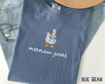 Meemaw Comfort Colors Shirt, Grandma Goose Shirt, Blue Toile New Grandma Tshirt, Tee, Pregnancy Announcement Gifts