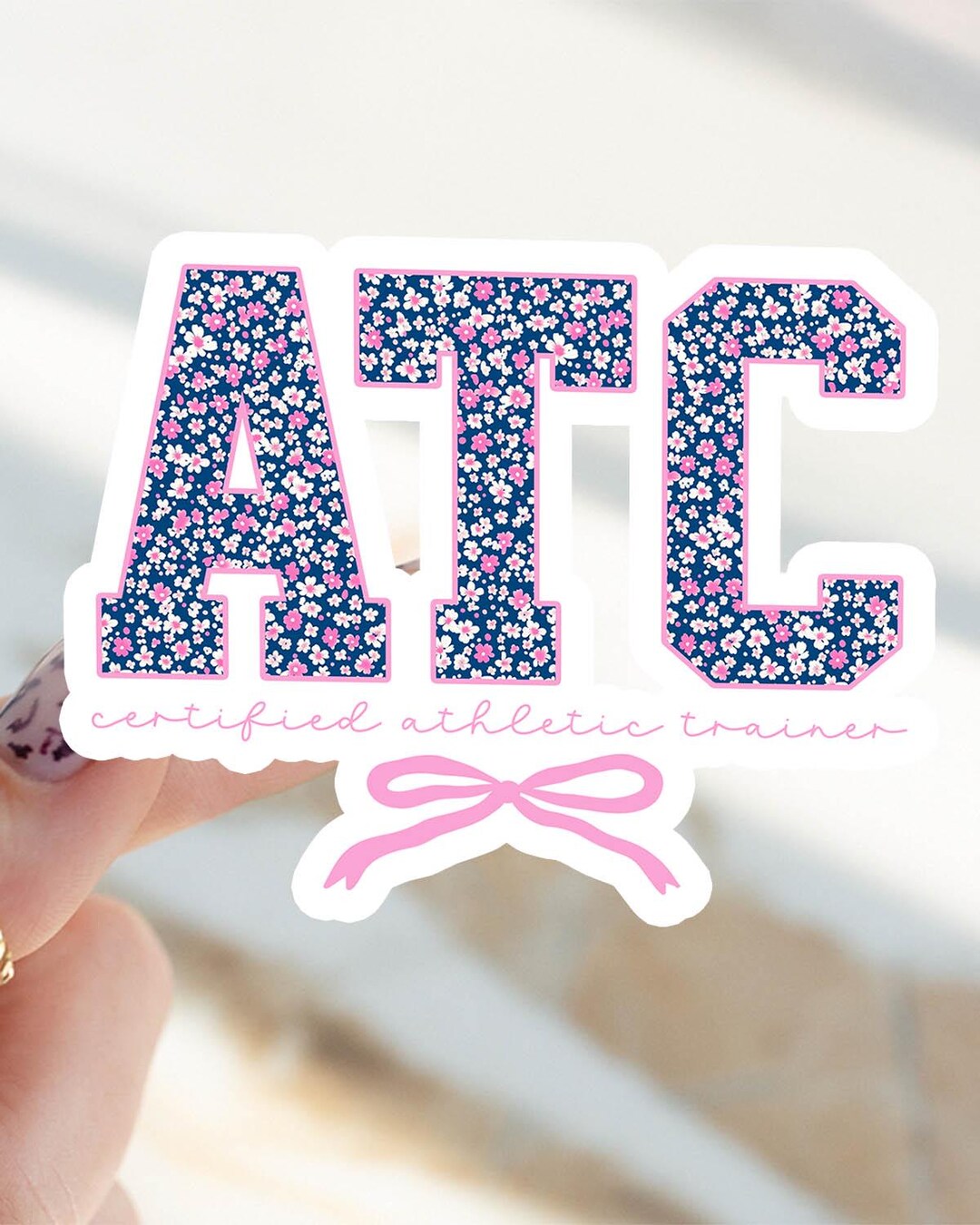 Trauner Sticker Athletic Trainer Sticker, Graduation Ditsy Floral Bow Kiss Cut Sticker ...