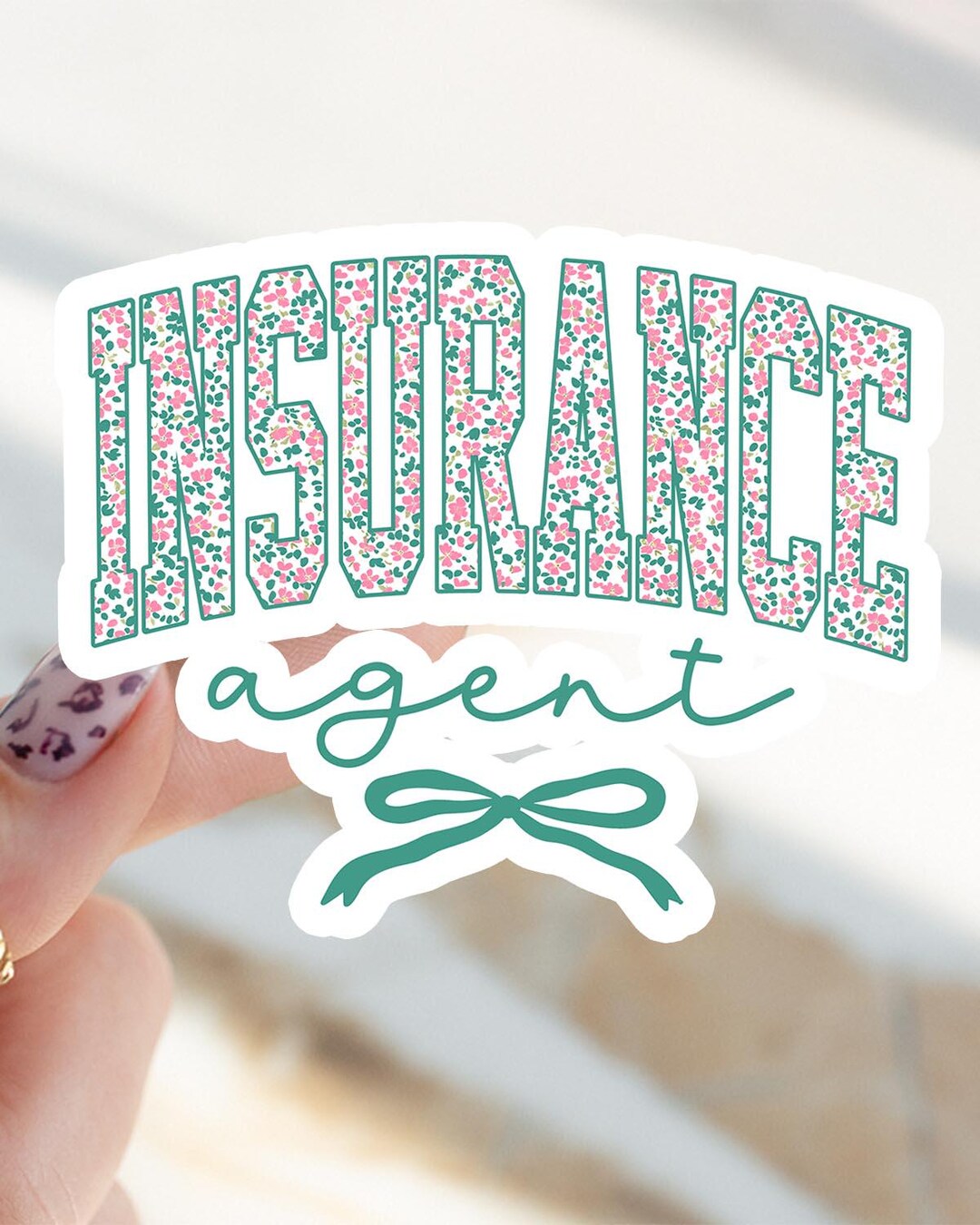 Insurance Advertisement Sticker Insurance Agent Sticker, Graduation Ditsy Floral Bow Kiss Cut Sticker ...